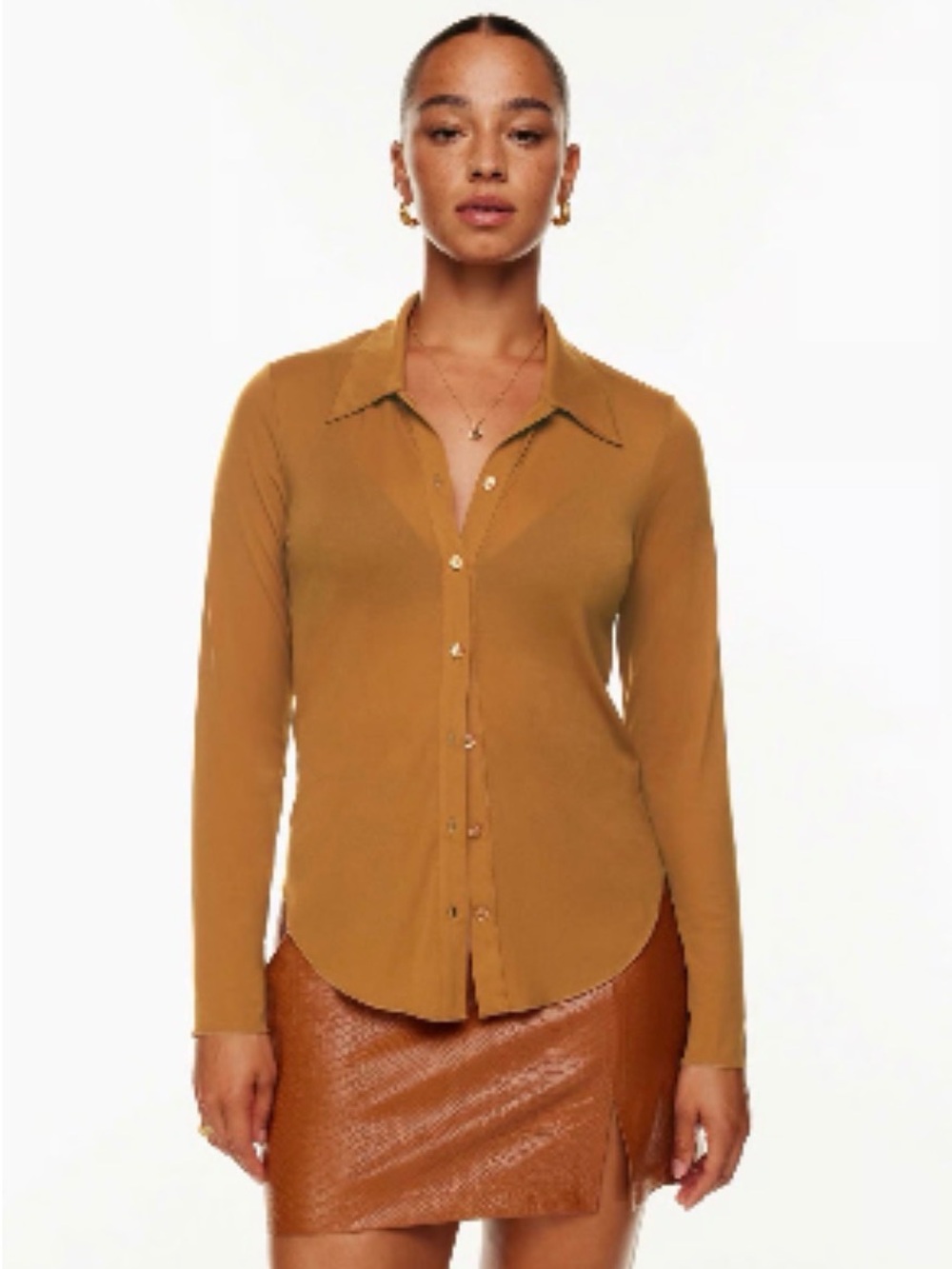 Wilfred Chocolate Brown Mesh Pose Top